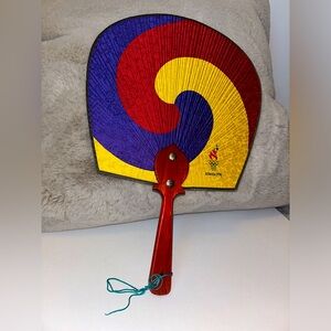 Vintage 1996 Atlanta Olympics Korean Commemorative Silk Fan 10'